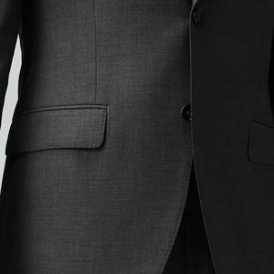 Costume d'affaires classique pour hommes pour les occasions formelles gris foncé, teint uni, revers cranté, bouton en corne - Product Image 4