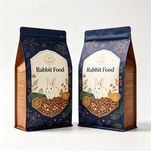 Sachet personnalisé à fond carré avec fermeture éclair, emballage anti-humidité et anti-lumière pour granulés de lapin secs, aliments pour petits animaux (nouilles/salades), stockage scellé - Product Image 4