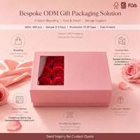 Boîte à bijoux en forme de rose avec couvercle fenêtré floqué OEM ODM |   FSC BRC FDA |   Boîte cadeau romantique MOQ500