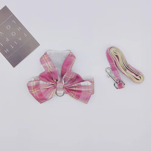 Arnés para perros con diseño a cuadros, transpirable, con lazo, conjunto de correa para mascotas pequeñas y medianas, para gatos y perros - Product Image 4