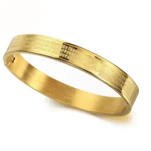 Pulseira de aço inoxidável 18k 316l, ouro grande compaixão, cartas, fé, bênção, bracelete budista com fivela