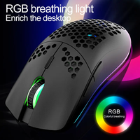 Souris de jeu optique sans fil rechargeable RGB rétro-éclairée Design creux avec construction en plastique pour ordinateur portable PC