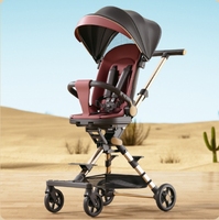 Poussette bébé avec fonctions assise/allongée, cadre en alliage d'aluminium haute visibilité, système de pliage à une touche, poussette de voyage portable