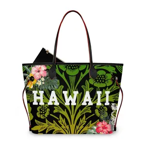New Design Polynesian Tribal Shoulder Bags Waterproof Custom Hawaii PU Leather Tote Bags for Women Luxury Large Commuting Bag