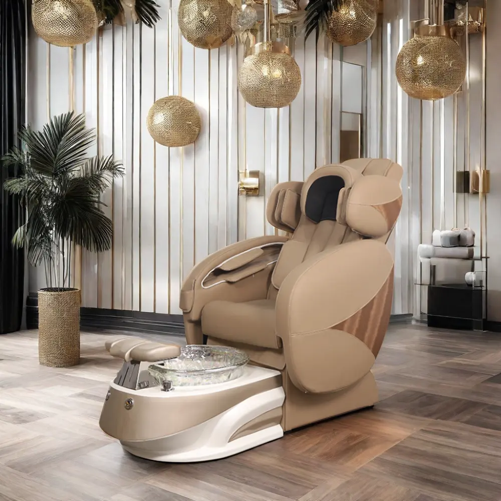 Modern nail salon equipment foot spa glass bowl no plumping massage manicure electric pedicure chair luxury