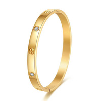 Vente en Gros Diamant Plaqué Or 18K Bijoux de Mode Inoxydable Ne Ternit Pas Bracelets en Acier Inoxydable pour Femmes et Filles