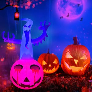 Decoración de Halloween para Exteriores, Calabaza Inflable de Halloween, Juguete Inflable de Calabaza Fantasma con Luz LED - Product Image 3