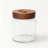 Bocal de rangement en verre pour cuisine, hermétique avec couvercle en bois, pot en verre transparent pour aliments secs, feuilles de thé, grains de café, personnalisable