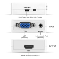 Convertisseur Mini VGA vers HDMI 1080P, adaptateur VGA2HDMI pour PC, ordinateur portable, HDTV, console de jeu