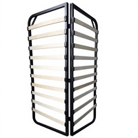 Cadre de lit moderne robuste et durable, réglable et pliable, avec pièces en fer et sommier à lattes en bouleau et peuplier, avec rangement, écologique et facile à assembler