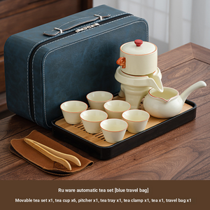 <span class=keywords><strong>Service</strong></span> à thé chinois Kung Fu à bordure dorée Moulin à pierre automatique en céramique <span class=keywords><strong>Porcelaine</strong></span> de <span class=keywords><strong>luxe</strong></span> - Product Image 4