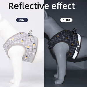 カスタム卸売反射型格子柄小型犬用ハーネスセット、高級で丈夫なペット用ハーネスとリード（散歩用） - Product Image 4