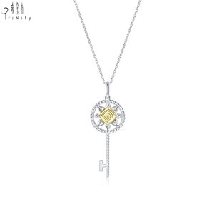 Exclusive Handmade Key Design 18K Solid Gold 13 Pcs Natural Yellow Diamond With Natural Diamond Pendant Necklace For Women Gift - Product Image 3
