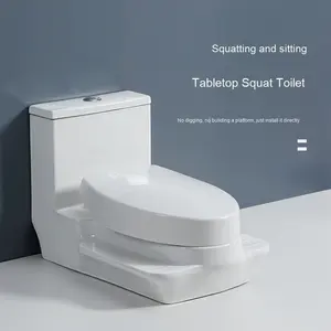 Keramische Antislip Anti-Fall Desktop <span class=keywords><strong>Squat</strong></span> Wc-Bril Voor Tweeërlei Gebruik Uit Één Stuk Boorinstallatie Voor Badkamer - Product Image 4