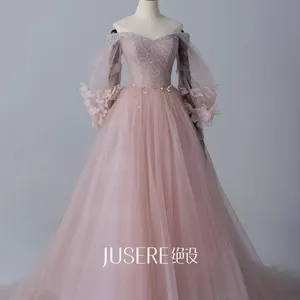 2024 New Collection Pinkling Prom Dresses Unique Puffy Sleeves Fashion Modern Beautiful Ball Gown