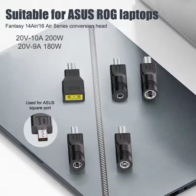 240W Laptop Power Adapter DC Female to Asus Square Mouth Adapter Jack Converter for ROG16 14 Air Notebook Fast Charging 5525