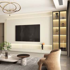 Meuble TV en bois moderne de luxe avec éclairage LED pour téléviseurs de 85 pouces, meubles pour hôtel et salon - Product Image 3