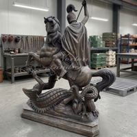 Sculpture de soldat en laiton sur mesure pour jardin extérieur, statues en bronze grandeur nature célèbres, Saint George combat le dragon, artisanat artistique