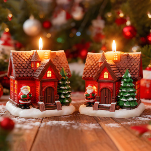 Molde de silicona de yeso para velas con diseño de casa de nieve navideña, escena en miniatura, árbol de Navidad y vela - Product Image 1