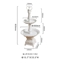 Plateau de rangement en métal blanc rustique à 2 niveaux, design floral vintage, plateau de service rétro pour aliments, technique de laque, pour salon