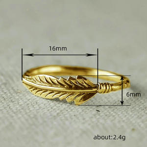 Anillo de Plata H220 con Diseño de Pluma, Estilo Bohemio, Unisex, para Regalo, Diseño Sencillo - Product Image 5