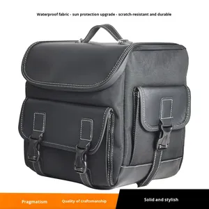 <span class=keywords><strong>Sacoche</strong></span> latérale de moto en cuir vintage imperméable à dégagement rapide pour Cruiser, <span class=keywords><strong>sacoche</strong></span> de bagages rétro - Product Image 3