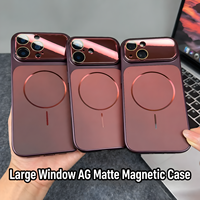 Coque de téléphone magnétique AG Frosted avec protection intégrale de l'objectif en verre pour iPhone 12 13 14 15 16 17 18 Pro Max, anti-reflet