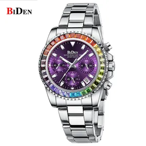 BIDEN Quartz Wrist Watches Fashion Ladies Bracelet 12 24 hours Chronograph Waterproof Calendar montre femme Watch For Women