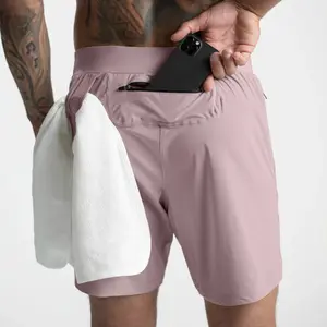 Шорты-карго мужские из полиэстера, базовые штаны для фитнеса с принтом логотипа на заказ, Спортивные Повседневные на молнии с карманами для фитнеса