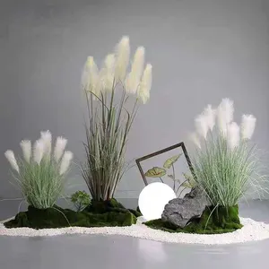 UV-beständiges Kunstrasen-Kunst-Sträucher im Freien Grünpflanzen Künstliches hohes Zwiebel gras für Hausgarten dekoration Kunststoff