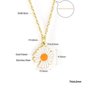 Collar de Moda de Acero Inoxidable, Collar con Colgante de Cadena Chapado en Oro de 18k con Diseño de Flor de Girasol para Mujer, Venta al por Mayor - Product Image 2