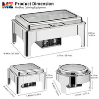 Réchaud pour buffet carré en acier inoxydable Réchaud pour buffet Couvercle en verre hydraulique 6 litres 9 litres