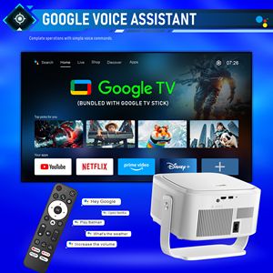 โปรเจคเตอร์ GTV จากโรงงานโดยตรง ความละเอียด 1080P HD 800 ANSI ลูเมนส์ ลำโพงในตัว 10W พร้อม WIFI และ Google TV Dongle ในตัว โปรเจคเตอร์โฮมเธียเตอร์ - Product Image 3