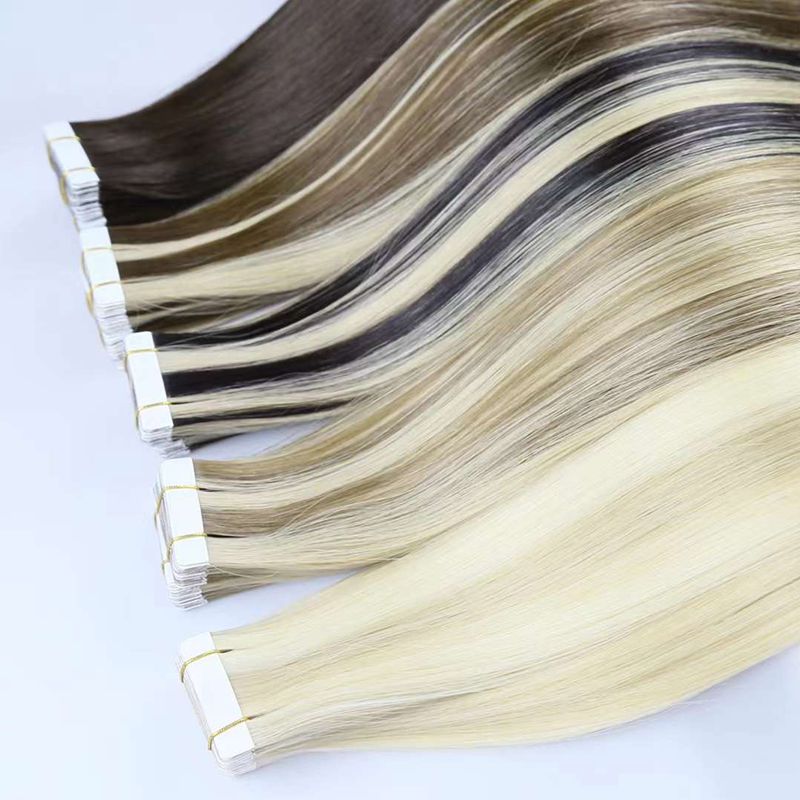 Cinta Invisible sin costuras para extensiones de cabello humano, de alta calidad, con cutícula rusa, inyectada