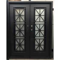 Porte d'entrée double extérieure décorative antivol en fer forgé de style postmoderne avec moustiquaire en fibre de verre pour villa, maison, salle de bain, cuisine