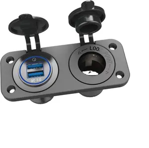 Hızlı şarj 3.0 çakmak çıkışı Splitter, 12V USB şarj aleti su geçirmez priz adaptörü DIY kiti ile mavi LED çift U