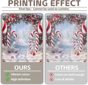 Decorazione di capodanno per albero di natale paesaggio invernale di neve sfondo personalizzabile di fotografia di caramelle di buon natale - Product Image 2