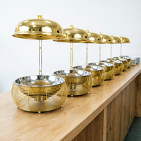 Plat de service de luxe doré 8L en acier inoxydable, chauffe-plats de buffet, équipement de restauration, chauffage à l'alcool, pour mariages et réceptions