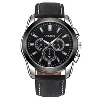 Montre à quartz pour homme à trois aiguilles, étanche, tendance, avec boîtier en alliage et bracelet en cuir, personnalisable pour le commerce extérieur, produit phare