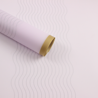 Papier d'emballage floral artisanal à motif ondulé doré personnalisé, papier d'emballage minimaliste pour bouquets de fleuristes
