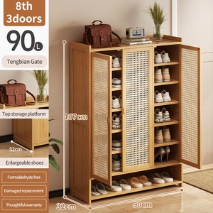 Armário de Sapatos Moderno Minimalista em Bambu com Design Ajustável para Armazenamento na Sala de Estar - Product Image 2
