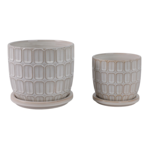 Maceta Decorativa con Patrón Squoval, Plato Incluido, Maceta para Plantas de Interior y Exterior, Decoración del Hogar, Juego de Macetas de Cerámica - Product Image 3