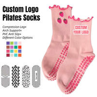 Yoga-Grip-Socken Rutschfeste Anti-Rutsch-Pilates-Socken mit Individuellem Logo Bestickt Jacquard Atmungsaktiv für Frauen