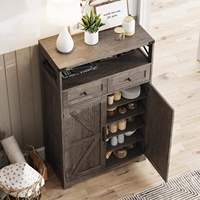 Meuble à chaussures de style farmhouse de 48 pouces avec étagère ouverte et 2 tiroirs, rangement d'entrée à 5 niveaux avec étagères réglables à 3 positions, pour couloir.