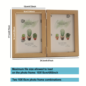 Cornice Fotografica in Legno a Doppia Cerniera, 4x6 Pollici, Pieghevole su Due Lati per Scrivania, Tavolo, Decorazione Casa - Product Image 6