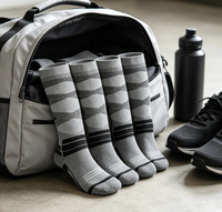 Chaussettes de compression athlétiques gris-noir à rayures losanges, soutien de la voûte plantaire, respirantes, pour le sport et la course, unisexe