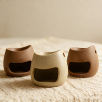 Brûleur d'aromathérapie en céramique élégant et minimaliste, chauffe-cire blanc et noir stylé avec support pour bougie chauffe-plat