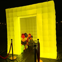 Tente de fête portable Sayok noire, cabine photo gonflable, cabine photo gonflable avec LED