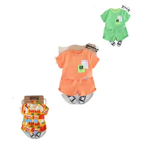 In stock spring children toddler boutique outfits clothes m logo baby boy romper cotton children clothes children's clothes