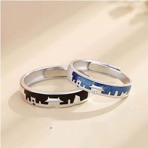 Romantic <b>Silver</b> Plated Vintage Couple <b>Ring</b> for Wedding Jewelry Shiny <b>Ring</b> Valentine's Day Gift Open <b>Adjustable</b> <b>Ring</b> - Product Image 1